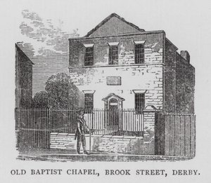 Old Baptist Chapel, Brook Street, Derby (rytina) od English School