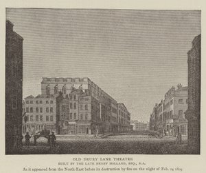 Staré divadlo Drury Lane (rytina) od English School
