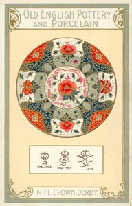 Stará anglická keramika a porcelán: Crown Derby (barevná litografie) od English School