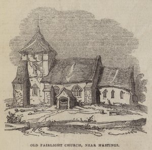 Old Fairlight Church, poblíž Hastings (rytina) od English School