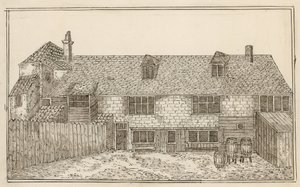 Old Pied Bull, Islington (zadní) (inkoust na papíře) od English School