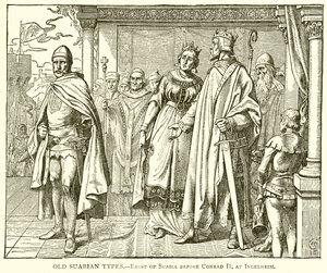 Staré suabské typy. Ernst ze Suabie před Konrádem II., v Ingelheimu od English School