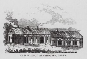 Old Wilmot Almshouses, Derby (rytina) od English School