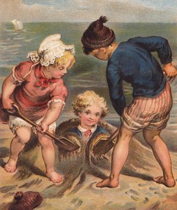 Na břehu moře. (barevná litografie) od English School