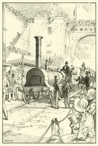 Otevření Liverpool & Manchester Railway (inkoust na papíře) od English School
