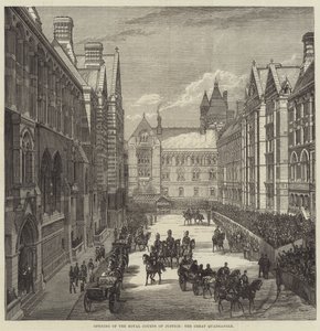 Otevření Královského soudního dvora, Velký čtyřúhelník (rytina) od English School