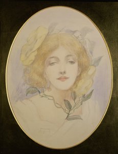 Ofélie, kolem roku 1890 (akvarel na papíře) od English School