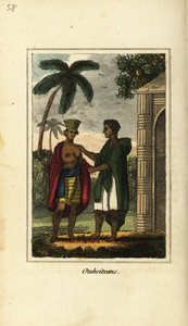 Otahejci nebo domorodci z Tahiti v Polynésii od English School