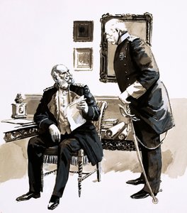 Otto von Bismarck přesvědčil krále Williama, aby neodstupoval (kvaš na papíře) od English School
