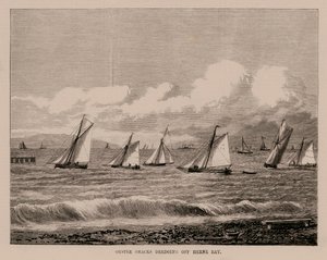 Austernfischer beim Ausbaggern vor Herne Bay (Gravur) von English School