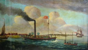 P.S. Královská listina na břehu vody v Bartonu, asi 1850 (olej na plátně) od English School