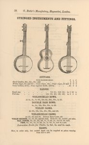 Stránka z Ilustrovaného katalogu hudebních nástrojů G Butlera (rytina) od English School