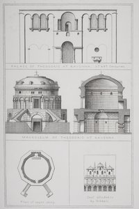 Palác a mauzoleum Theodoricha (c.454-526) v Ravenně, z `Agincourts History of Art by its Monuments od English School