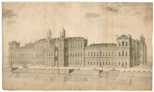 Palác Whitehall. Publikováno 1748 od English School