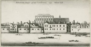Palác Whitehall od řeky Temže, Westminster, Londýn, Velká Británie (lept) od English School