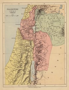 Palestina v době Kristově (barevná litografie) od English School
