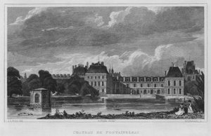 Paříž, Chateau De Fontainebleau (rytina) od English School