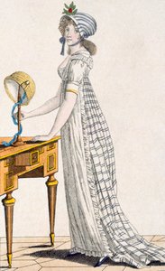 Pařížské šaty, z Ladys Magazine, 1802 od English School