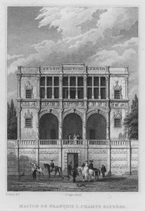 Paříž, dům Františka I., Champs Elysees (rytina) od English School