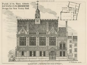 Parish of St Mary Abbots, Kensington, návrh pro New Vestry Hall od English School