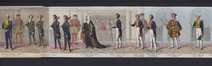 Část panoramatu svatby královny Viktorie, kolem roku 1840 (ručně kolorovaná akvatinta) od English School