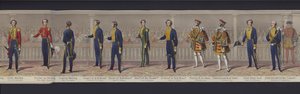 Část panoramatu svatby královny Viktorie, kolem roku 1840 (ručně kolorovaná akvatinta) od English School