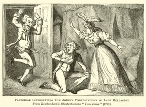 Partridge přerušuje protesty Toma Jonese vůči lady Bellastonové od English School