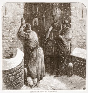 Pokání německého Jindřicha IV., ilustrace z Dějin protestantismu od Jamese Aitkena Wylie (1808-1890), pub. 1878 od English School