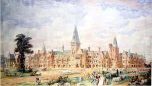 Perspektivní design pro školu nebo vysokou školu, c.1865 od English School