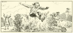 Peter a jeho přátelé v Evelyns Garden (inkoust na papíře) od English School