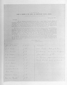 Petice ředitelům společnosti London and North-Western Railway jménem zaměstnance propuštěného kvůli zhoršenému zraku, 1861 od English School
