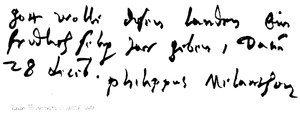 Filip Melancton, nar. 1497, nar. 1560 od English School