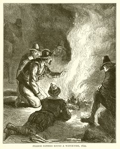 Otcové poutníci kolem ohně, 1620 od English School