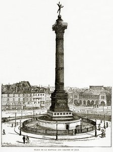 Place de la Bastille a červencový sloup, ilustrace ze Staré a Nové Paříže od H. Sutherlanda Edwardse, 1893 od English School