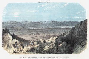 Rovina Jordánu z hor nad Jerichem (barevná rytina) od English School