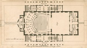 Plán divadla Royal, Drury Lane, Londýn od English School