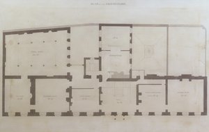 Plány přízemí Albemarle Street 21 po prvních úpravách domu po jeho převzetí Královskou institucí, cca 1800 (tužka a čb na papíře) od English School