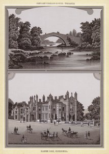 Pont-pant-thrush-on-Usk, Trecastle; Glanusk Park, Crickhowell (litho) od English School