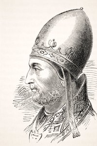 Papež Adrian IV, z „Národní a domácí historie Anglie“ od Williama Aubreyho, vydané v Londýně, kolem roku 1890 od English School