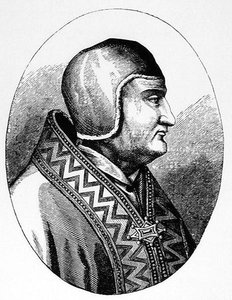 Papež Clement IV (c.1195-1268) ilustrace z Vědy a literatury ve středověku a renesanci, napsal a vyryl Paul Lacroix, 1878 od English School