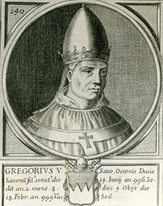 Pope Gregory V (972-999) (rytina) od English School