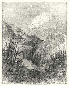 Popocatepetl, kuřácká hora (rytina) od English School