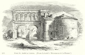 Porte St Andre v Autunu (rytina) od English School