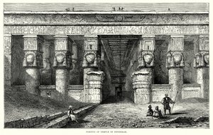 Portikus chrámu v Denderahu (rytina) od English School