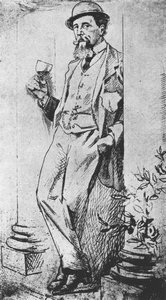 Portrét Charlese Dickense (1812-70), z Pití s Dickensem od Cedrica Charlese Dickense od English School