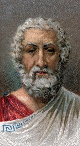 Portrét HOMÉRA (9.-8. stol. př. n. l.) - řecký básník - Homérův portrét (9. stol. př. n. l.) Řecký básník - ze série ““Vůdci mužů””” - Chromolitografie - anglická škola, 20. století - od English School