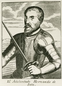 Portrét Hernanda de Soto (asi 1496-1542) z „Narativní a kritické historie Ameriky“, editoval Justin Winsor, Londýn, 1886 od English School