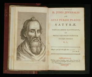 Juvenalův portrét z knihy "Juvenalovy a Auliovy satiry", 1763 (rytina) od English School