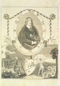 Portrét Nicholase Culpepera (1616-54), frontispis Culpepers, anglický lékař a kompletní bylinný, vydaný 1790 od English School