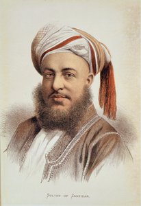 Portrét Sayyida Barghashe (asi 1834-88), sultána ze Zanzibaru (barevné lito) od English School